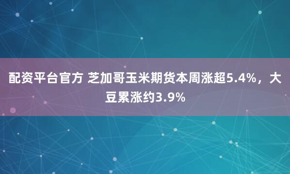 配资平台官方 芝加哥玉米期货本周涨超5.4%，大豆累涨约3.9%